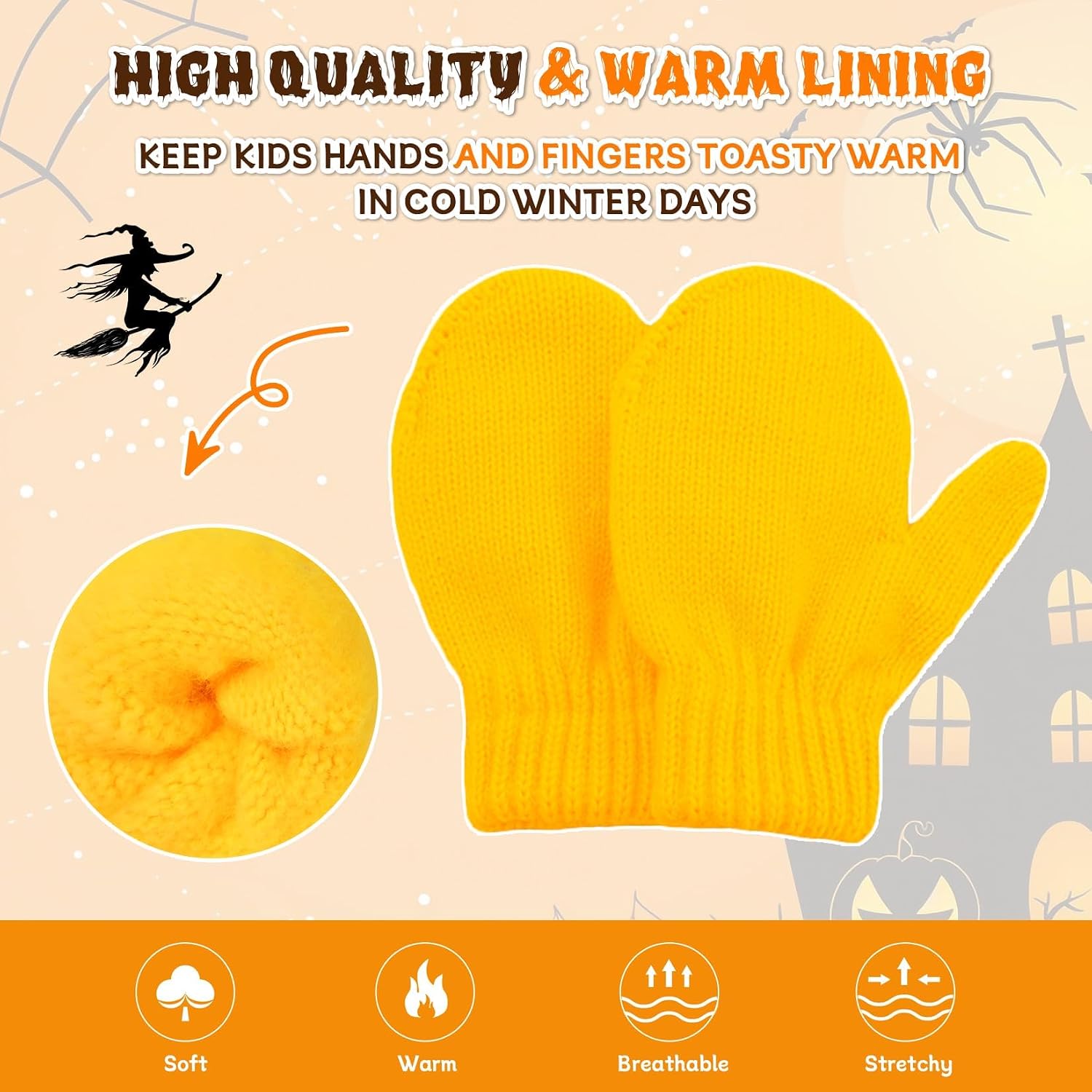 Century Star Toddler Mittens Thick Knit Kids Winter Gloves Warm Toddler Winter Gloves for Baby Girls Boys Magic Gloves