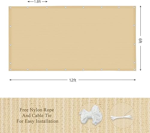 Miniatura 2 de Parasol para exteriores, 6 x 12 pies, pérgola, cubierta y sombrilla de patio trasero con protección UV, material de HDPE resistente al calor, ojales