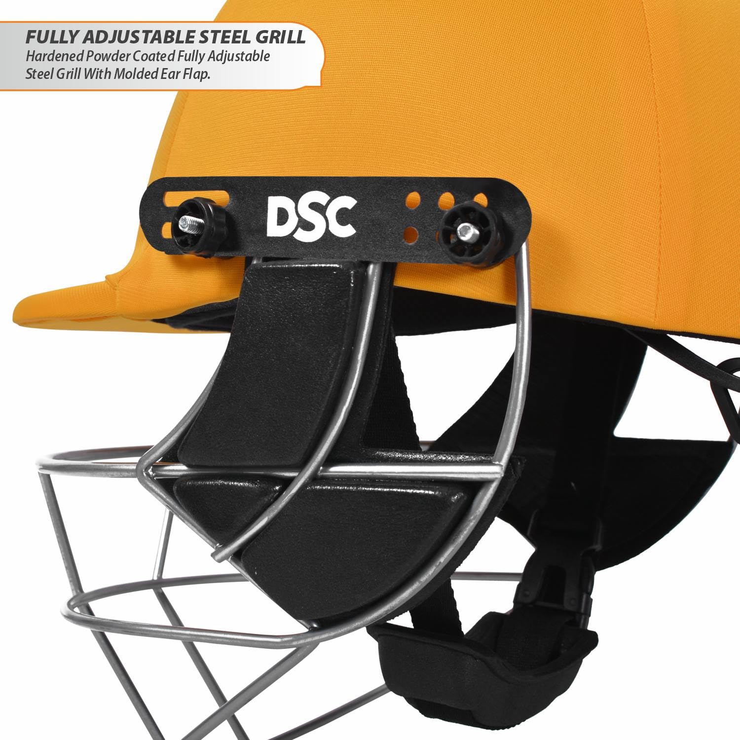 DSC DEFENDER Cricket Helmet for Men & Boys (Adjustable Steel Grill | Back Support Strap | Light Weight | size:Extra Small (Yellow) 3