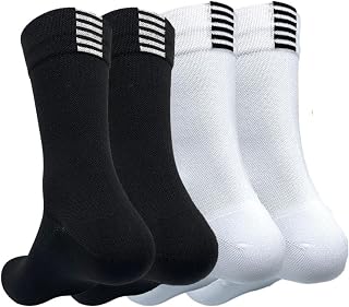 4 Paires Calcetines de Ciclismo Altos Acolchados y Transpirables para Hombres y Mujeres Anti-ampollas