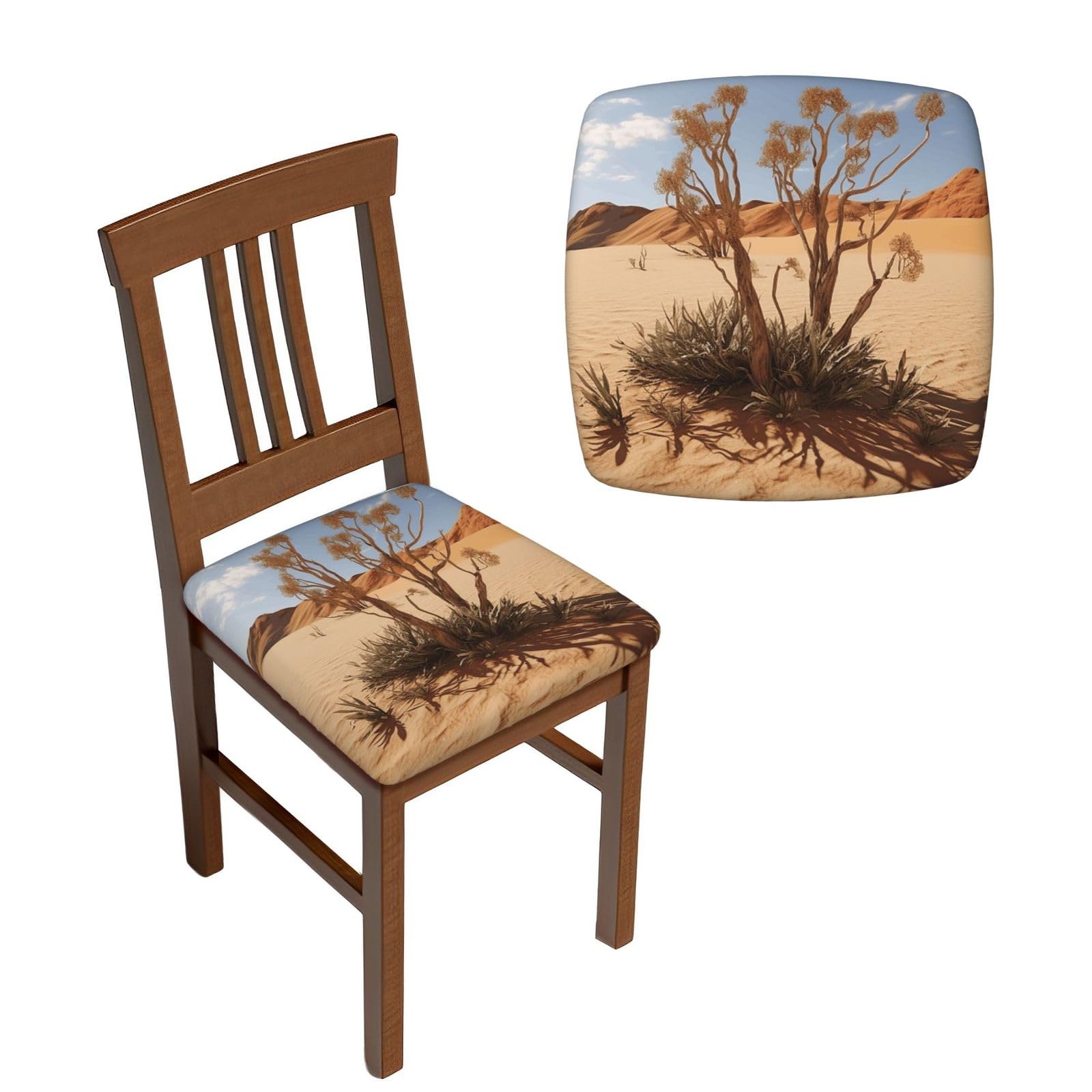 NONHAI 4PCS Dining Chair Seat Covers Set Desert Plant Stretch Removable Chairs Covers Washable Seat Cushion Slipcovers Protector for Dining Room Kitchen Chairs
