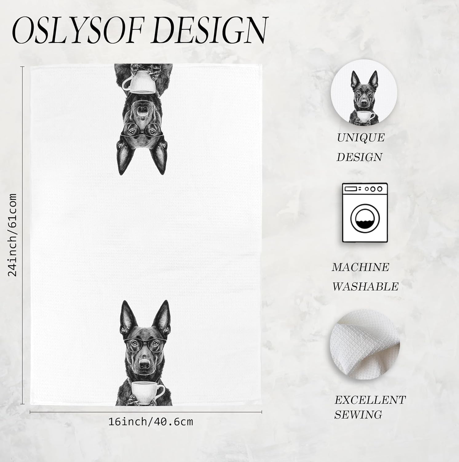 Funny Belgian Malinois Kitchen Towels, Belgian Malinois Gifts Dish Tea Towels, Black and White Dog Lovers Owner Gifts Hand Towel for Kitchen, Coffee Bar Station Decor, 16x24 Inch - Image 7