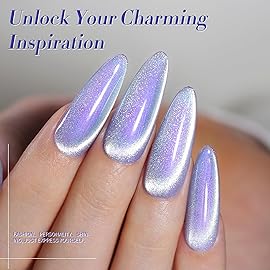 Born Pretty Auroras Cat Magnetic Eye Gel Nail Polish Set Shimmer Glitter with Magnet 9D Holographic Reflective Magnetic Nail Polish Kit Auroras Mermaid Green Blue Purple Pink Purple 6 Colors