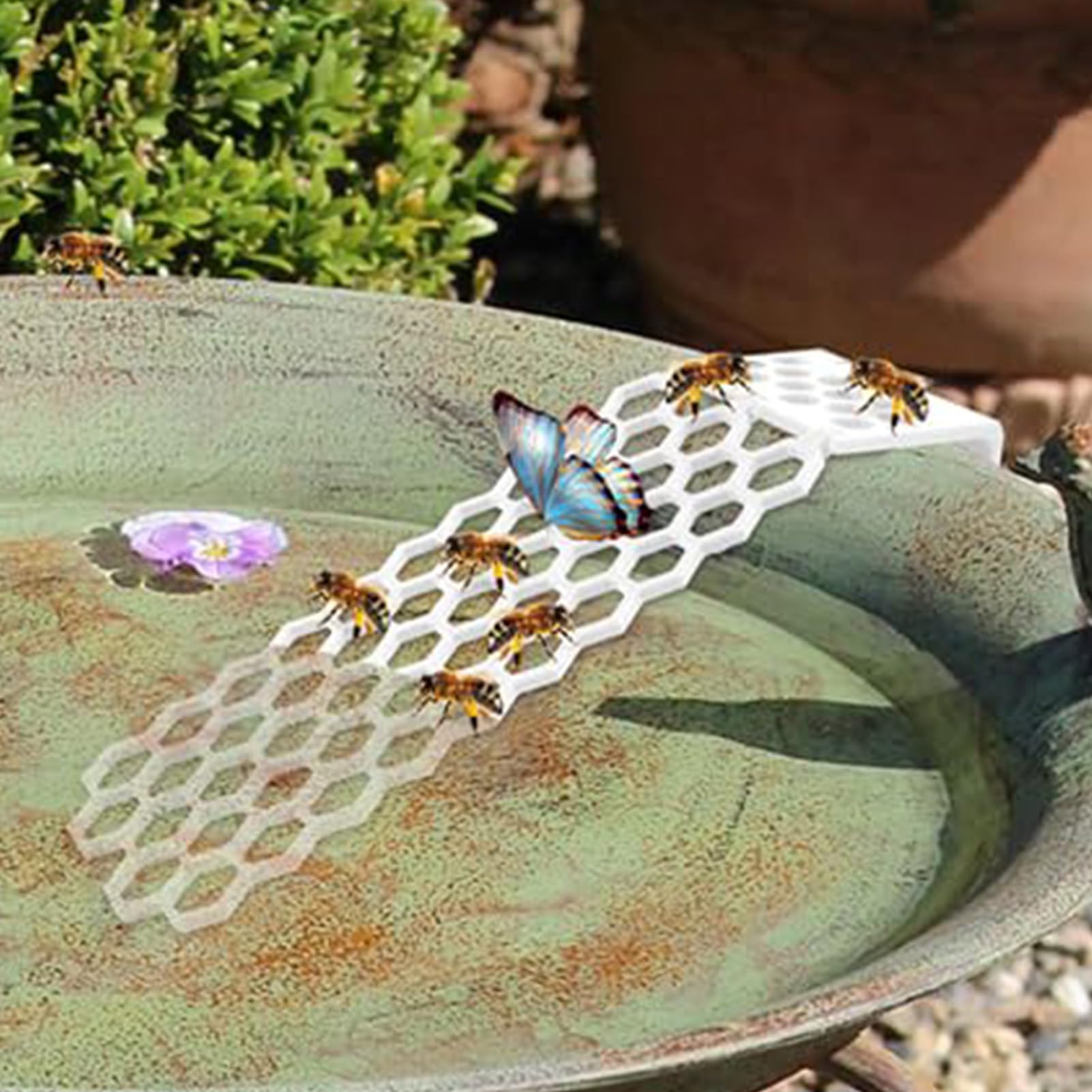 2 islas de abejas flotantes, estación de agua de abejas y bebedero para jardín, plegable con diseño antigoteo, atrae mariposas, pájaros en el balcón, apiario, estanque, fácil de limpiar, resistente a
