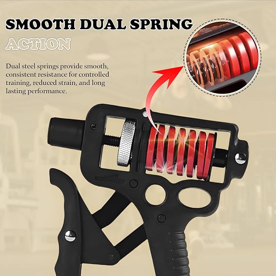 Adjustable 10400 lb Grip Strength Trainer (Premium Adjustable Grip Strengthener for Forearm Training) Alloy Frame, Titanium-Plated Steel, TPR Non-Slip Handles | Color Black