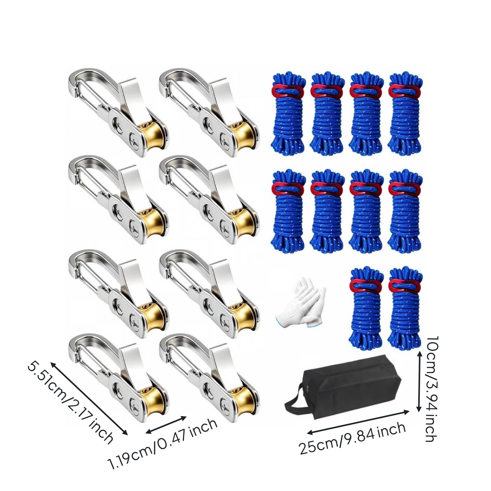 Baoblaze Ajustador de Tensión Dispositivo de Sujeción Tensor Cuerda Kit para Cuerda 2 a 3 Mm Capacidad 70 Adecuado para Tienda de Campaña Tendedero Carga Escalada Ligera Mochila