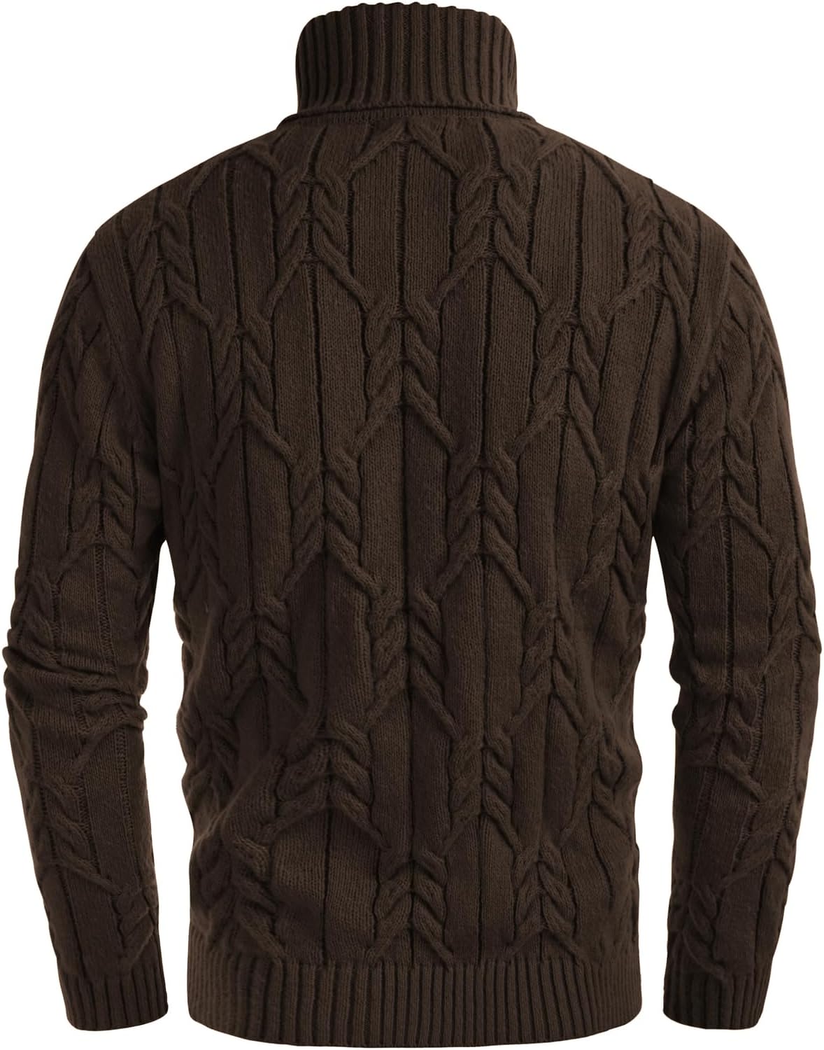 GRACE KARIN Men Turtleneck Sweater Long Sleeve Cable Knit Sweaters Slim Fit Mock Neck Twisted Pullover - Image 7