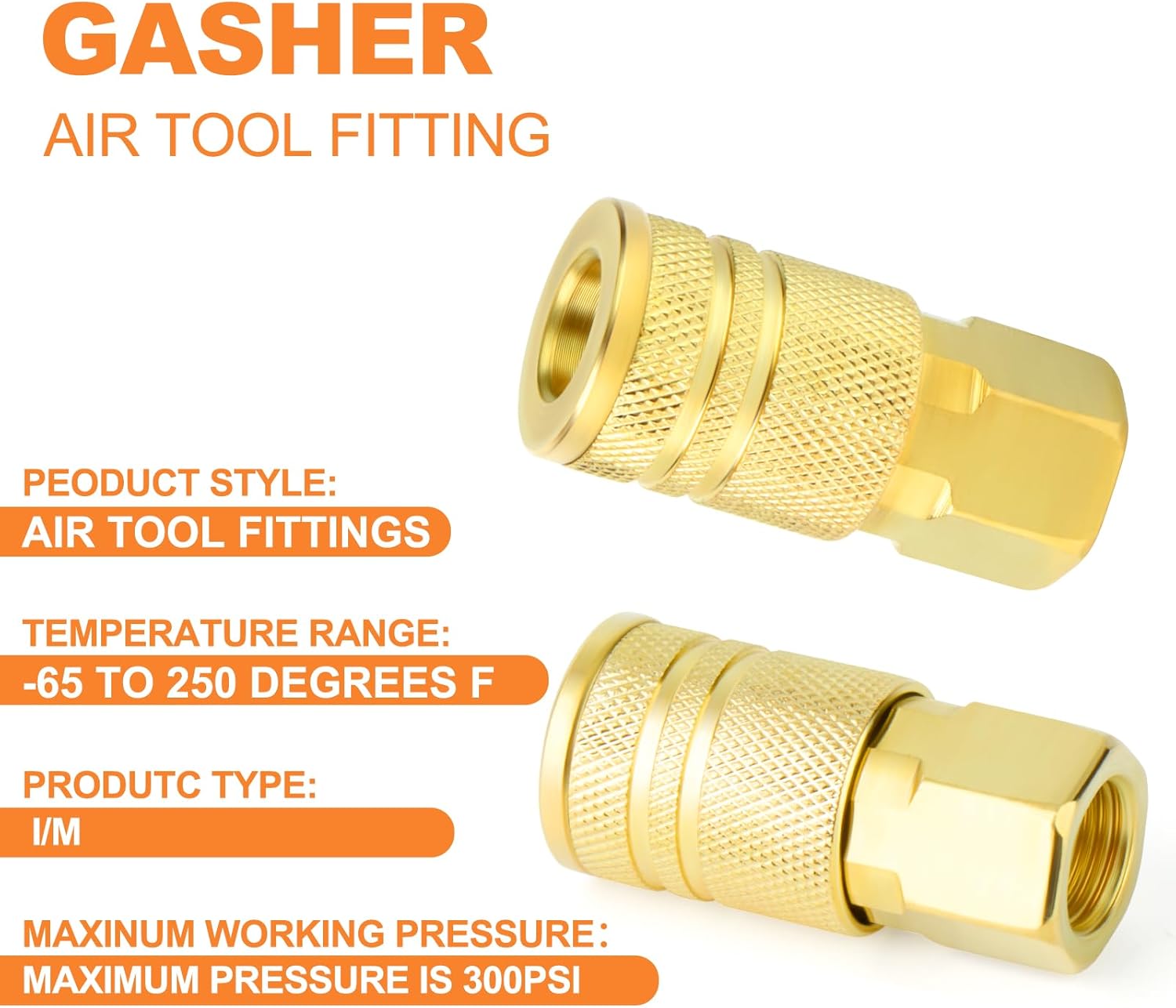 GASHER Brass 12PCS 1/4-Inch Female Industrial Coupler,1/4 Inch NPT Female Threads Size, Quick Connect Air Coupler