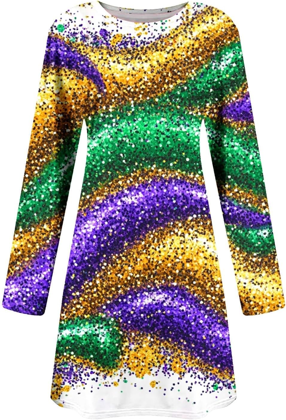 Dress for Mardi Gras Women Carnival Themed Party Dress Casual Long Sleeve Classy Outfit for Madi Gras Women Winter - Image 3