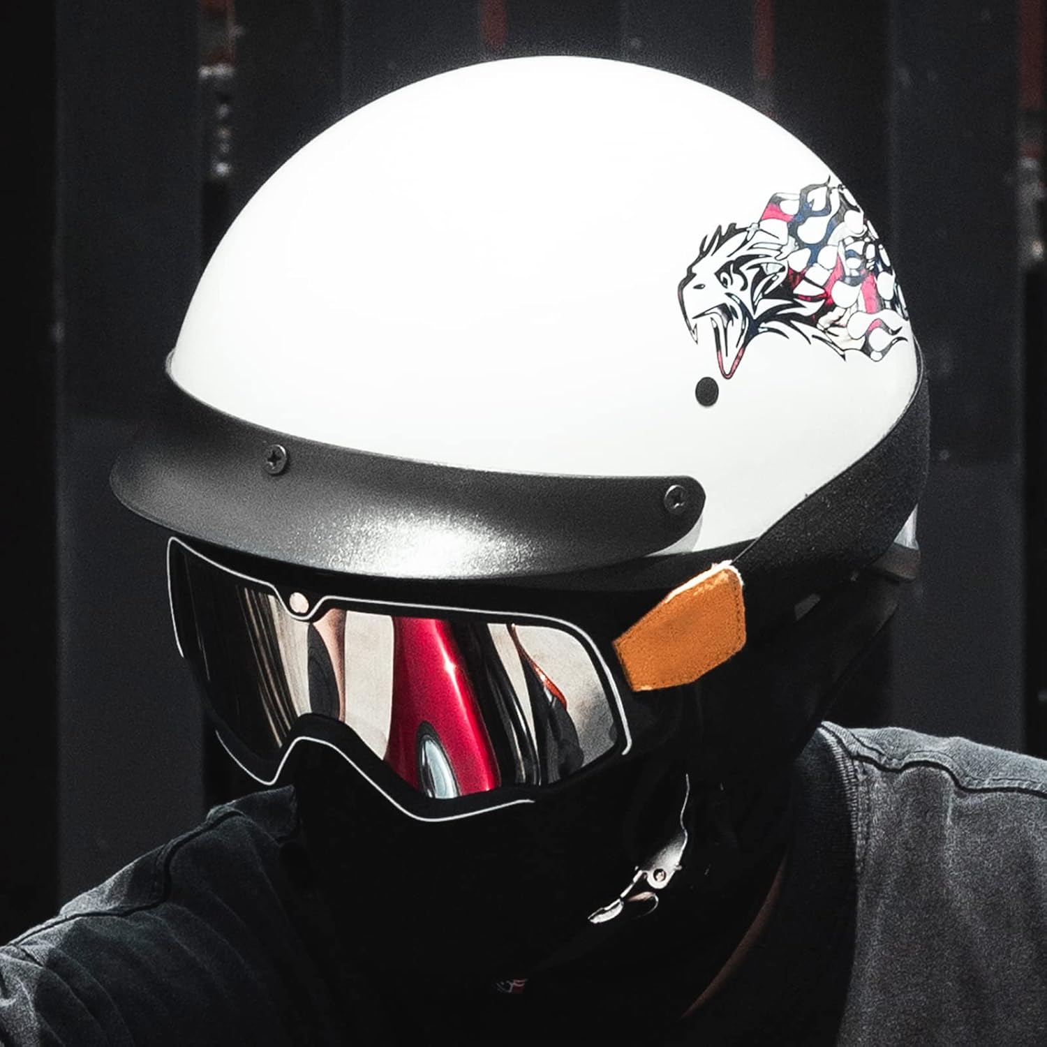 ILM Half Helmet Open Face Motorcycle Helmets for Moped Cruiser Scooter with Sun Visor, DOT Approved Model-210V (Eagle, X-Large)