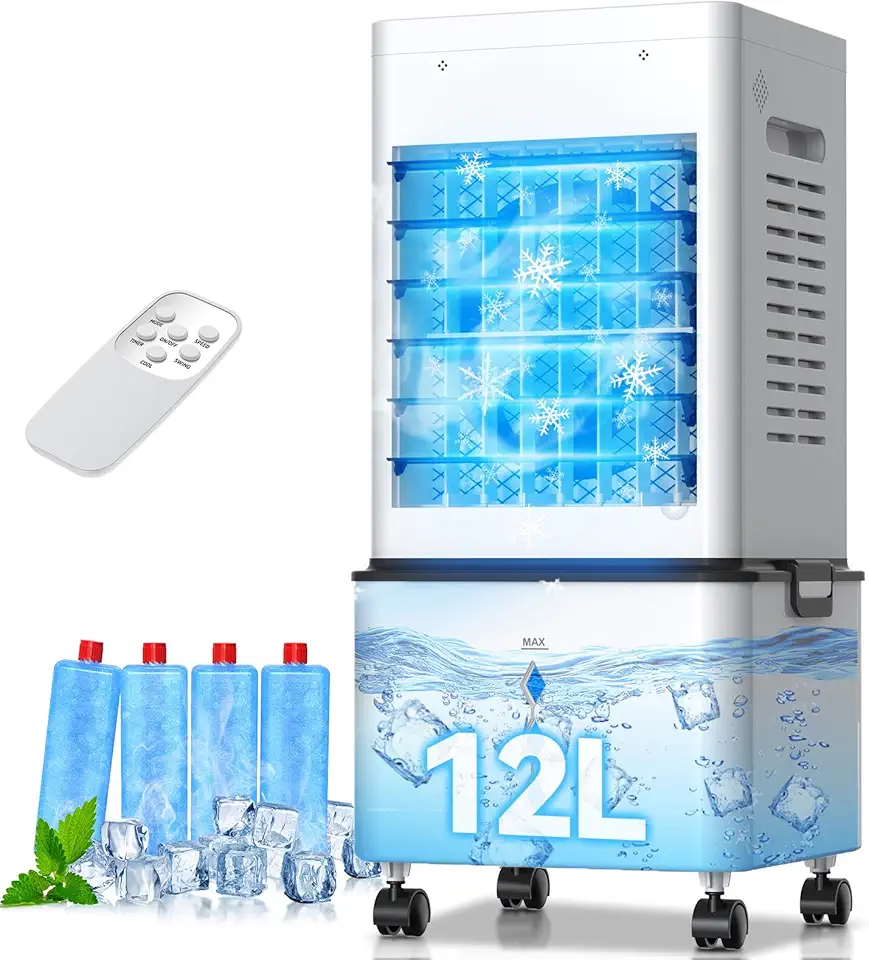 Climatiseur Mobile Silencieux, 12L Refroidisseur d'air 3 IN 1 Climatiseurs Portables Écono