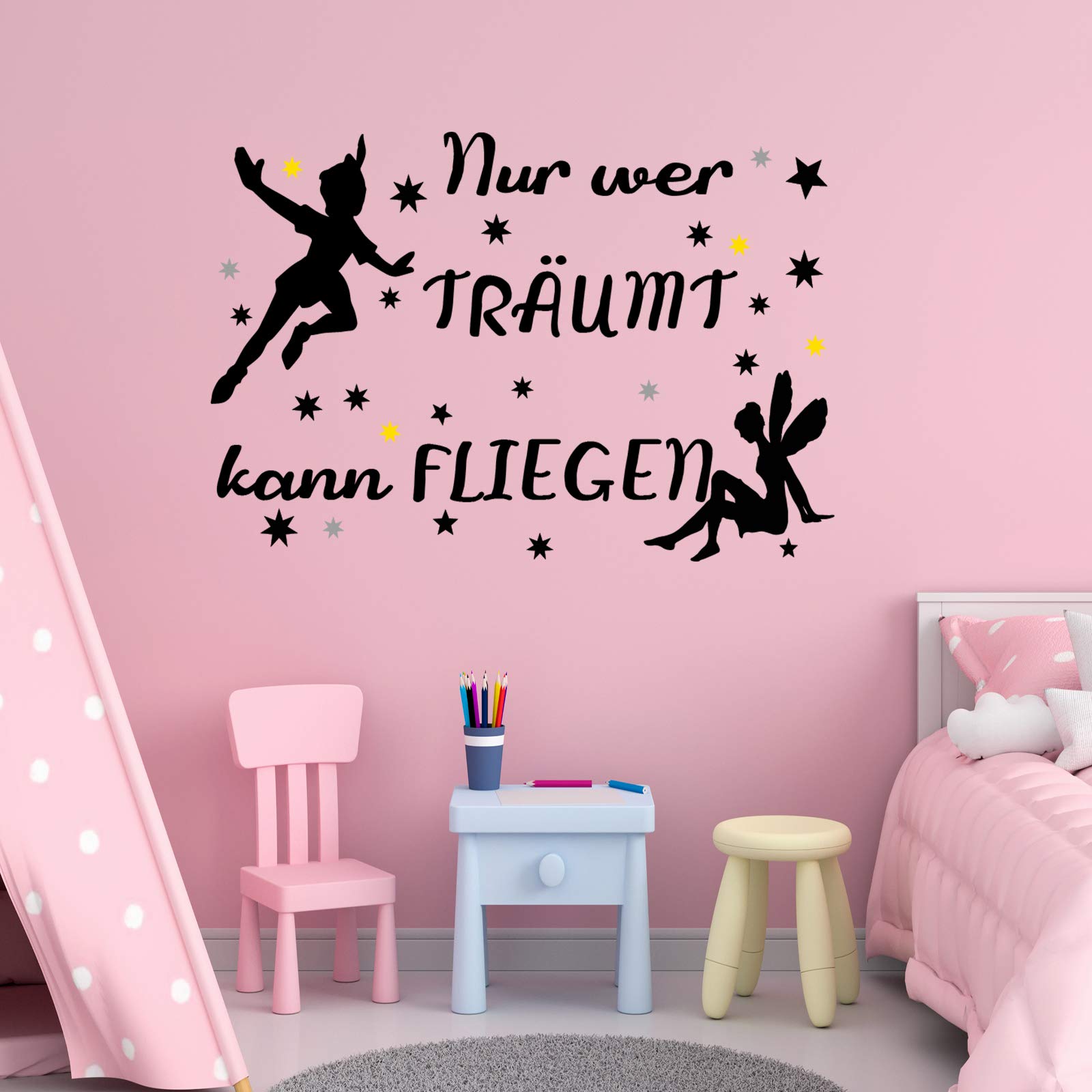 Vinilo de pared decorativo en Alemán. Wandtattoo Spruch "NUR WER TRÄUMT.." Pegatinas de pared de frases celebres.wandtattoo deutsch Docliick DC-047-AL