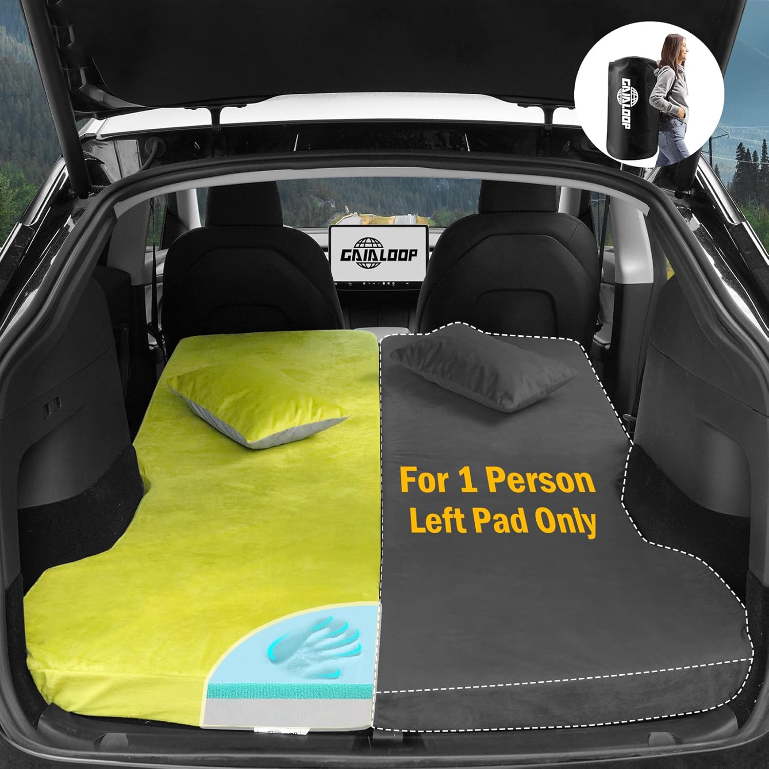 Memory Foam Camping Mattress for Tesla Model Y Sleeping Pads Sleeping Mat 3 INCH Thick Road Trip/Car Camping/Super Charger Nap/Temporary Car Sleeping