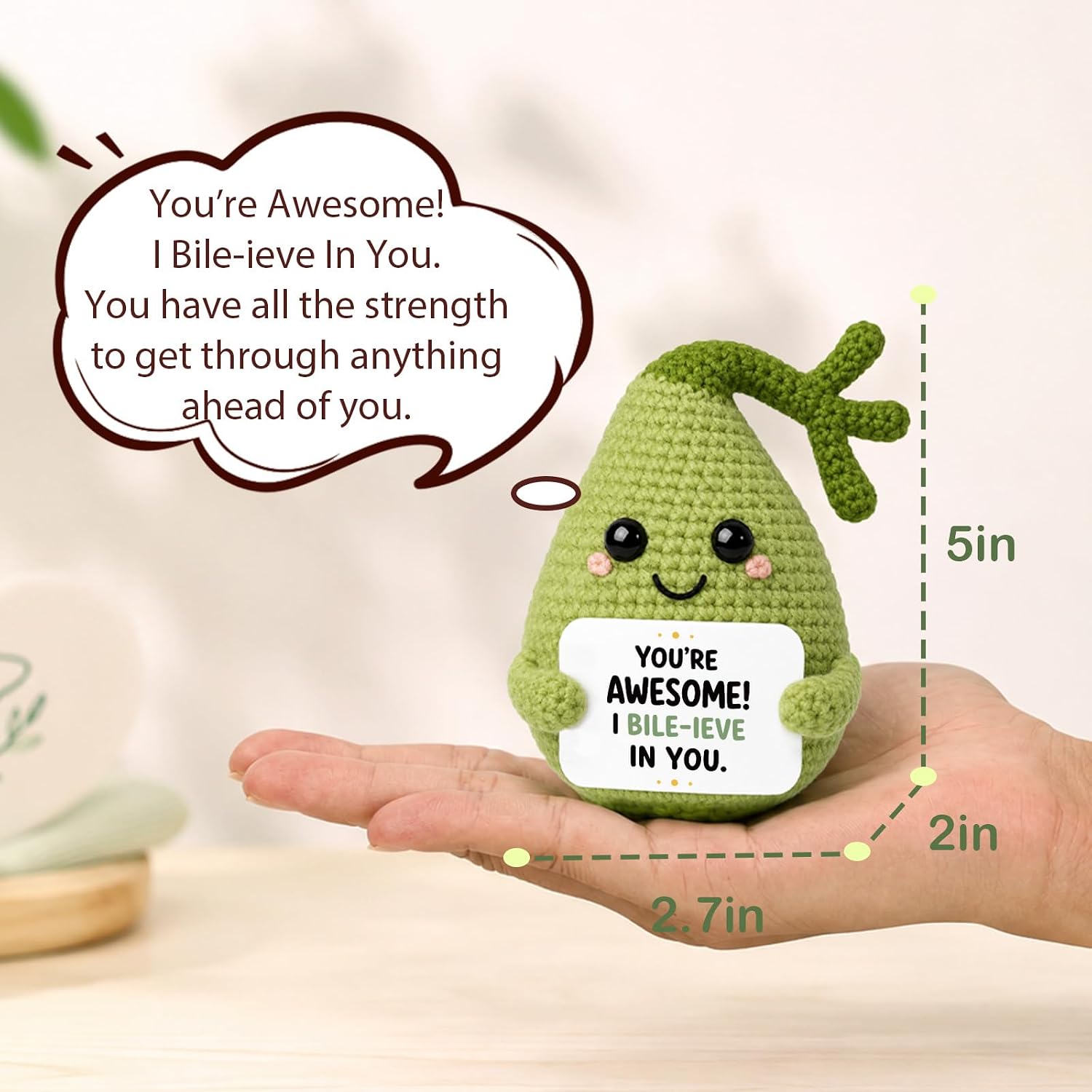 Gallbladder Plush Gifts, Funny Medical Gift Handmade Crochet Organ Plush with Encouragement Card, Cute Gallbladder Gift for Nurses, Doctors, Medical Students, Get Well Gifts for Women
