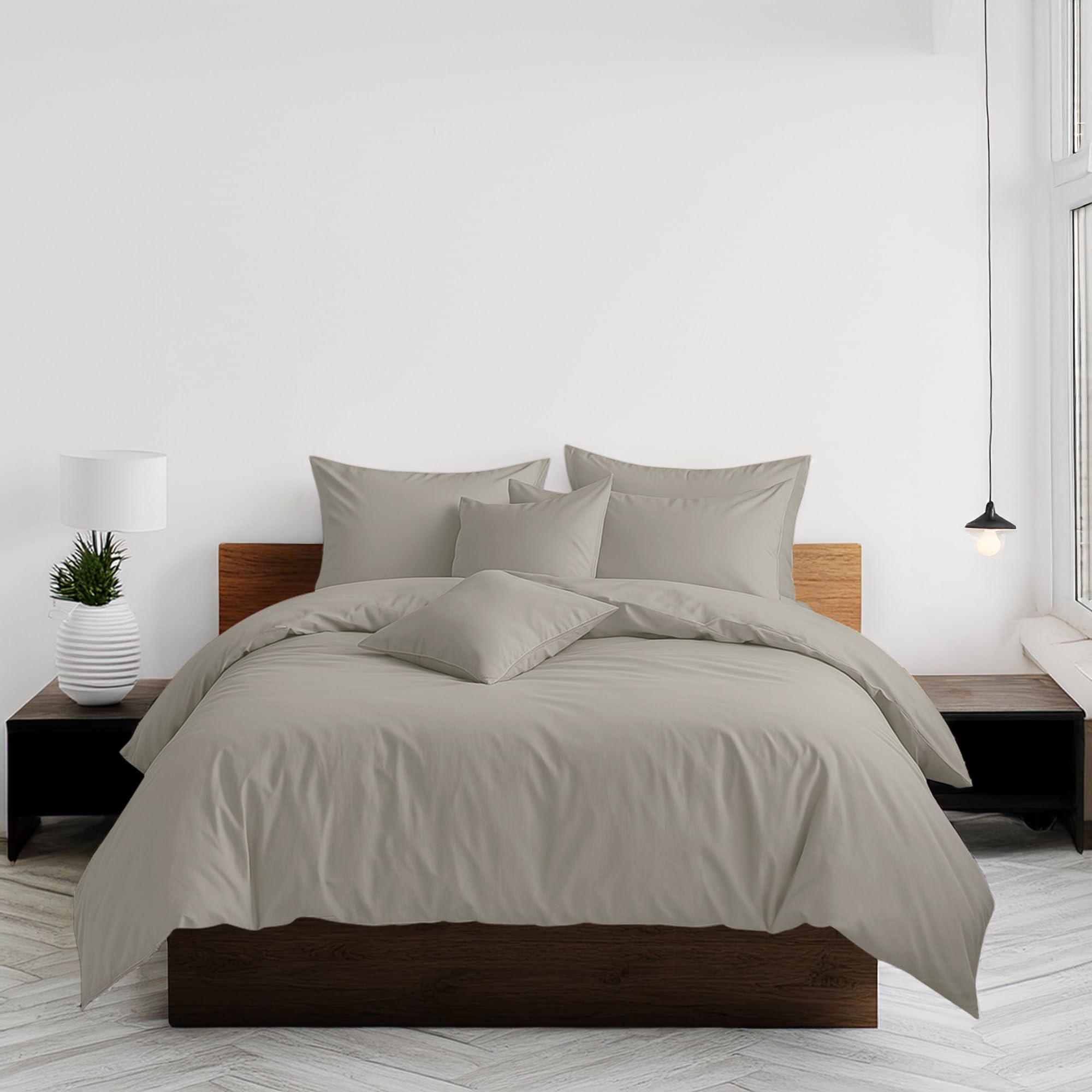 Home Sweet Home Uk Silver Plain Dyed Single Size Duvet Cover Sets Soft Polycotton Duvet Cover Sets Single Size With Button Closure Non-Iron Easy Care Bedding With Matching Pillowcase