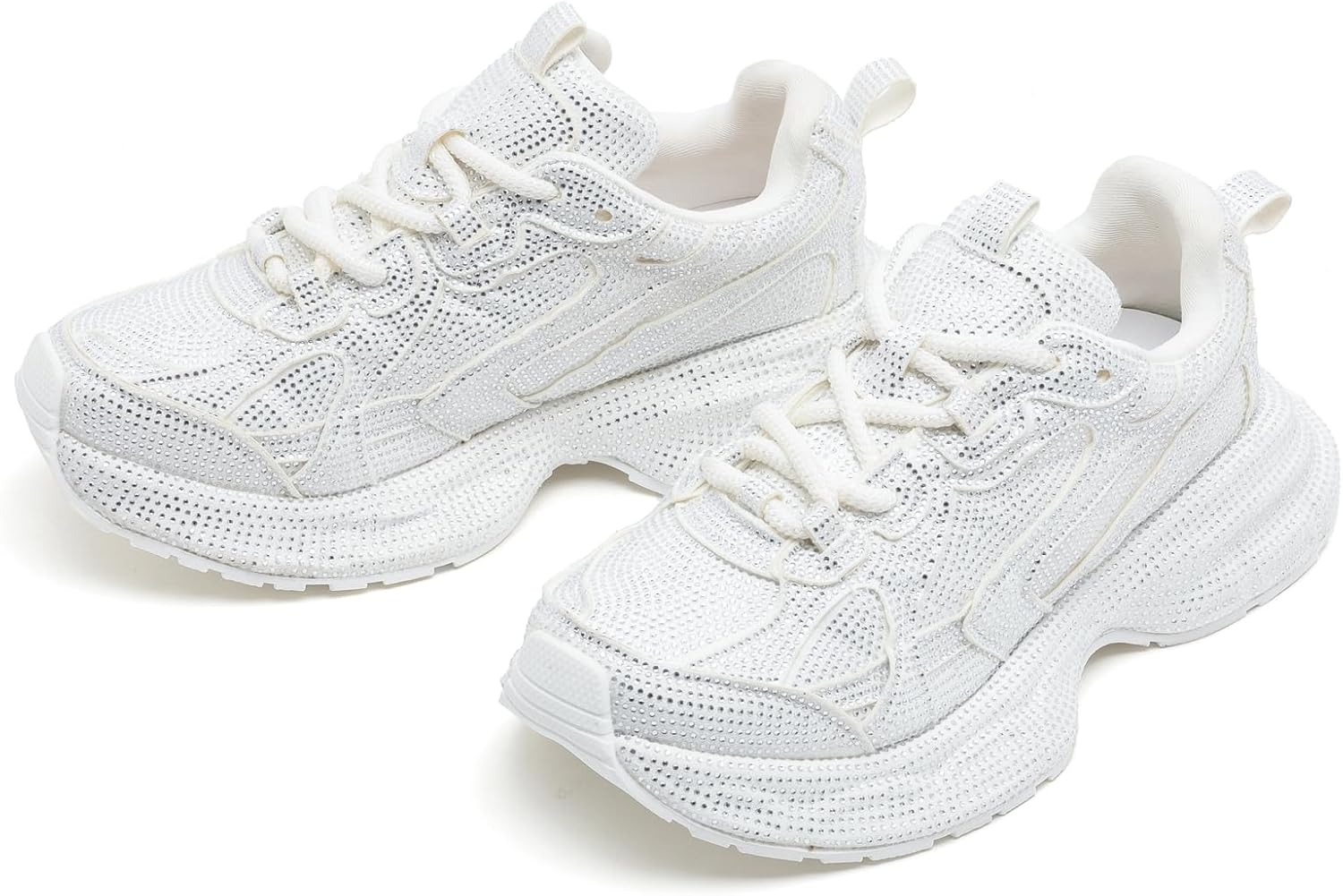 Women Glitter Shoes Rhinestone Lace Up Sparkly Walking Sneakers for Women Shiny Fashion Bling Dressy Sneakers Disco Wedding Shoes - Image 7