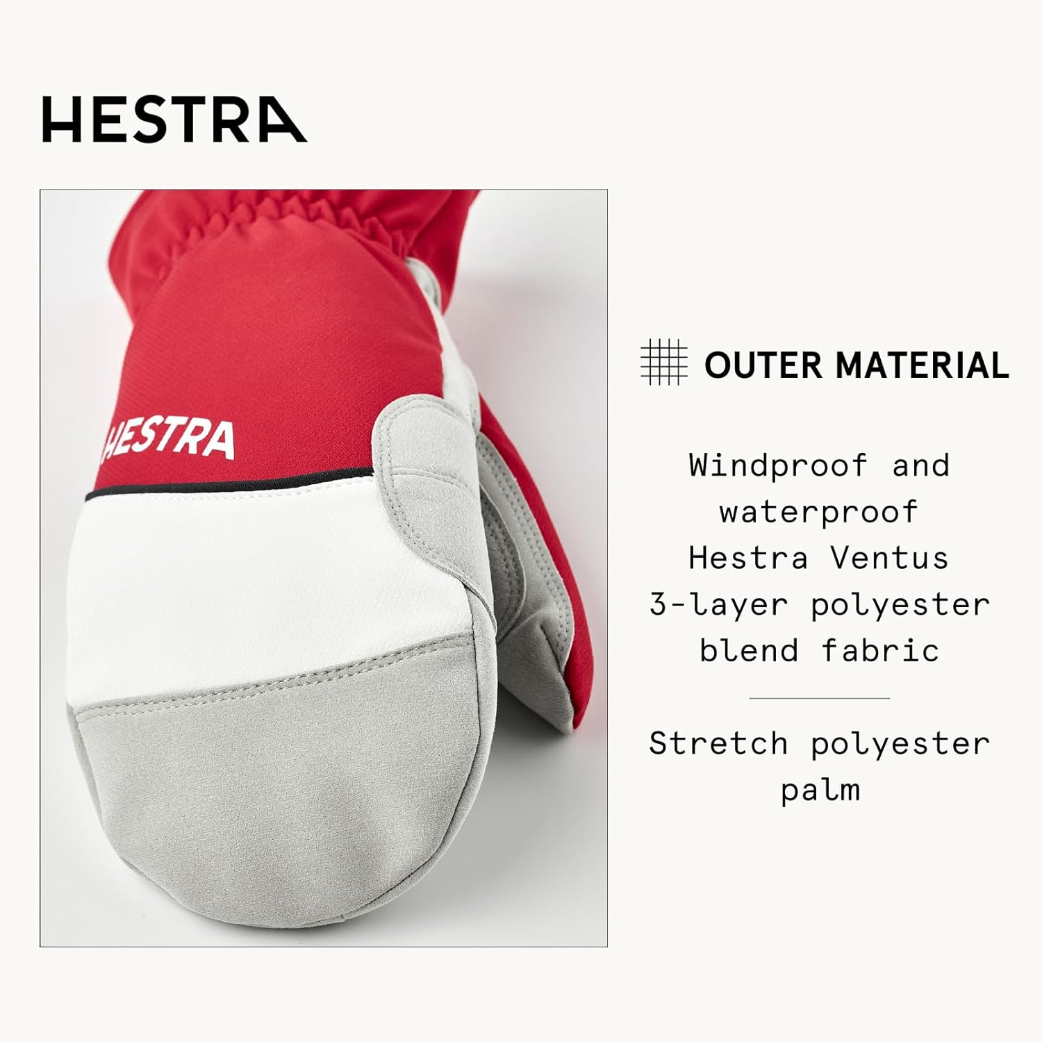 Hestra XC Tracker Mitt, Waterproof, Windproof Cross Country Ski Mitten for Winter Sports & Nordic Training