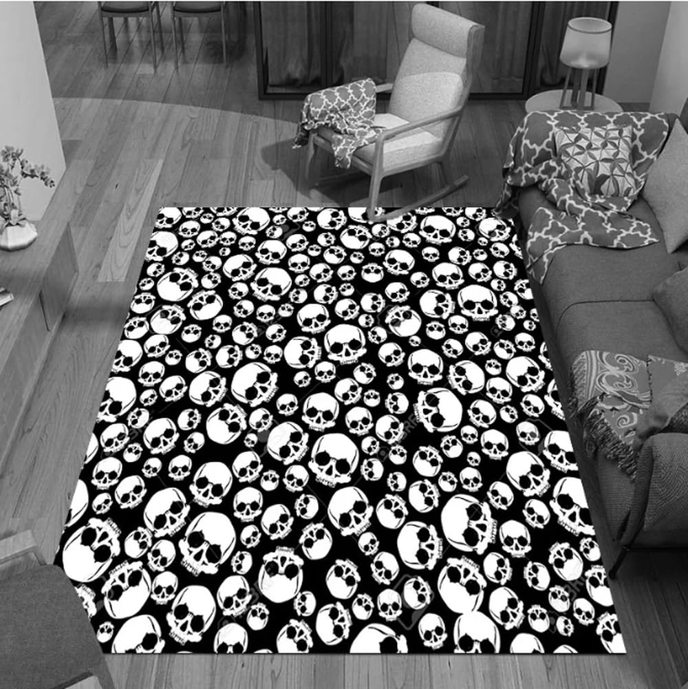 Tapis crâne dessin animé manga de salon 80x150cm antidérapant