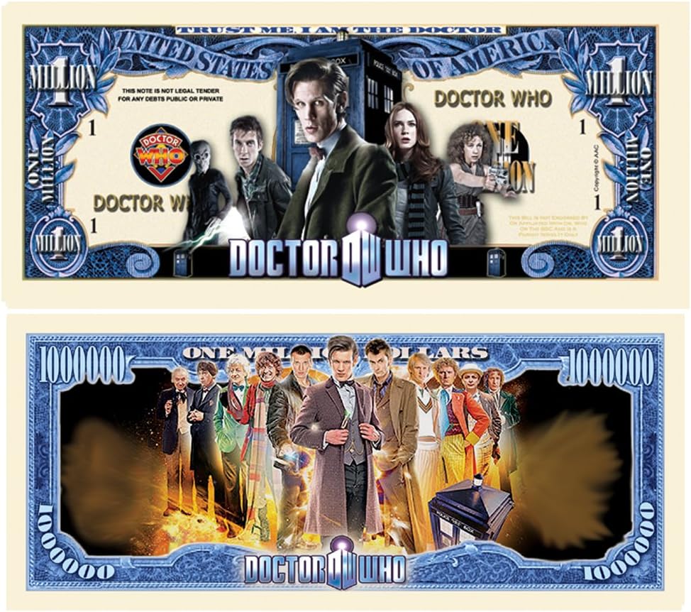 American Art Classics Pack of 100 - Limited Edition Doctor Who Collectible Million Dollar Bill - Great Party Favor Tardis