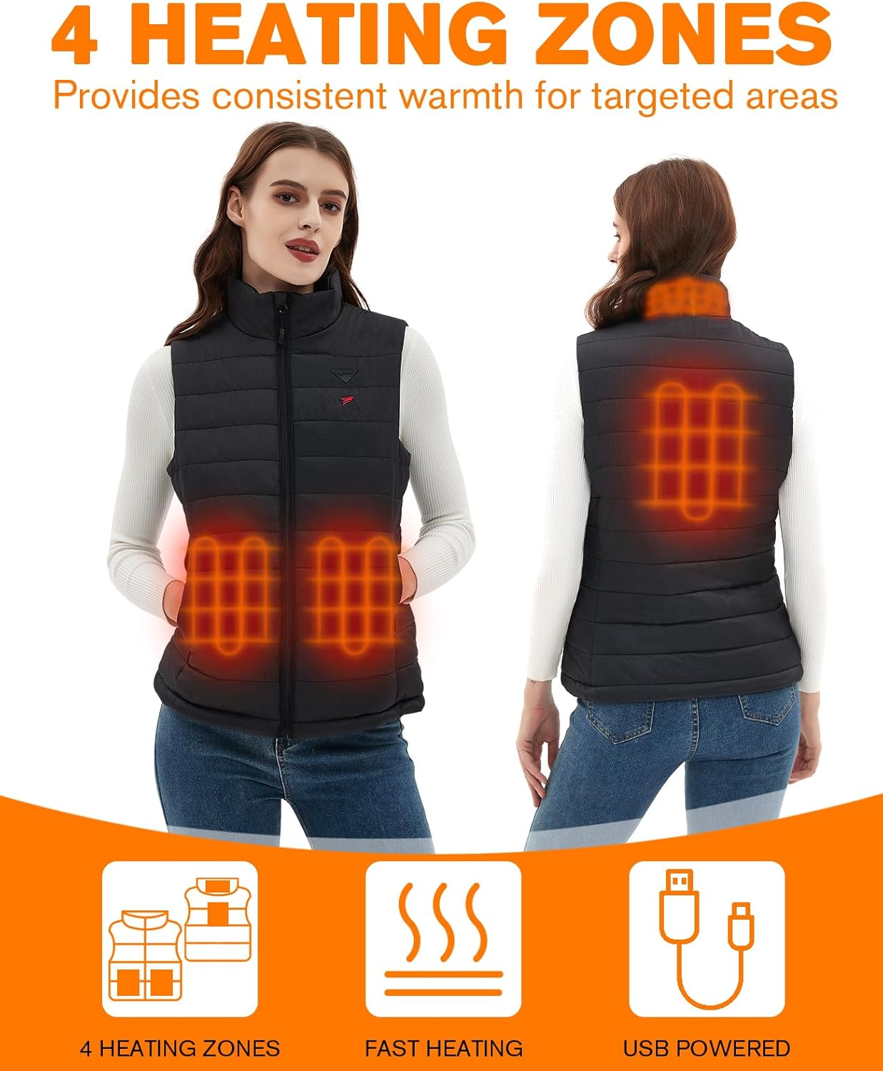 Flyhare Women's Heated Vest with Battery Pack, Lightweight Electric Heating Vest Jacket for Women, Rechargeable Warming Vest for Winter - Image 2