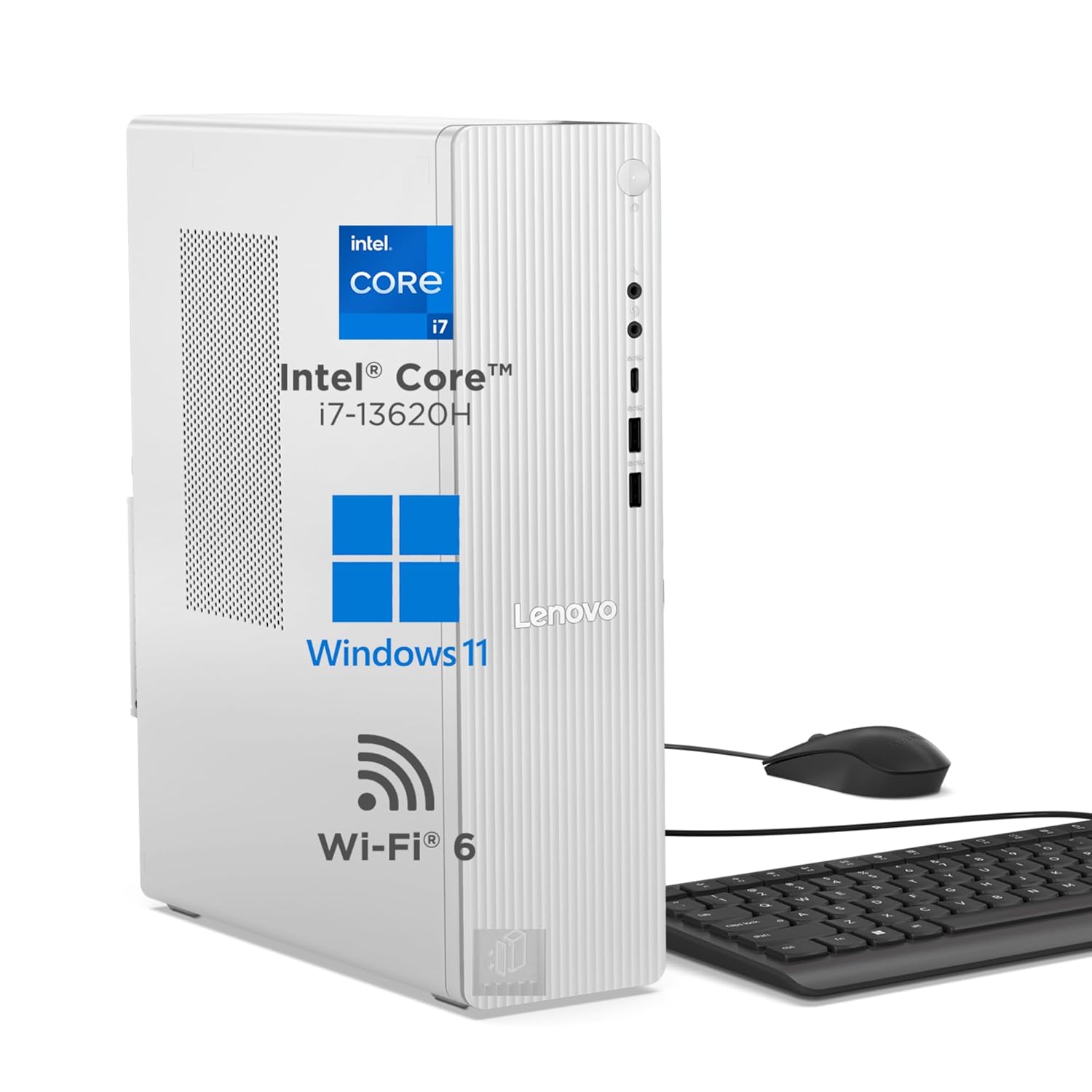 Lenovo IdeaCentre 3 Tower Intel Core i7 13620H (16GB RAM/1TB SSD/Windows 11/ Microsoft 365 Basic + Office Home 2024/WiFi 6/Bluetooth 5.2/USB Calliope Keyboard & Mouse/Cloud Grey), 90XW0051IN