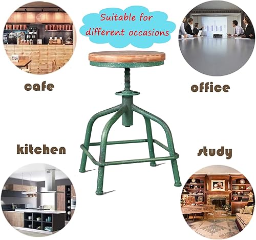 Miniatura 9 de Topower Taburete de cocina de granja, taburete de mostrador industrial, asiento redondo decorativo de cocina estándar, taburetes de bar giratorios