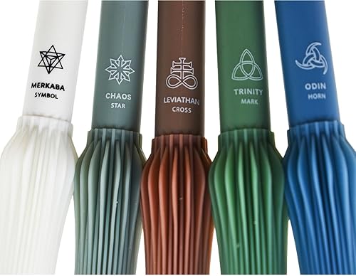 Miniatura 4 de Maydahui 10 bolígrafos de gel Superpower de 0.020 in AS bolígrafo con símbolos mágicos antiguos, agarre de silicona suave, tinta negra de baja