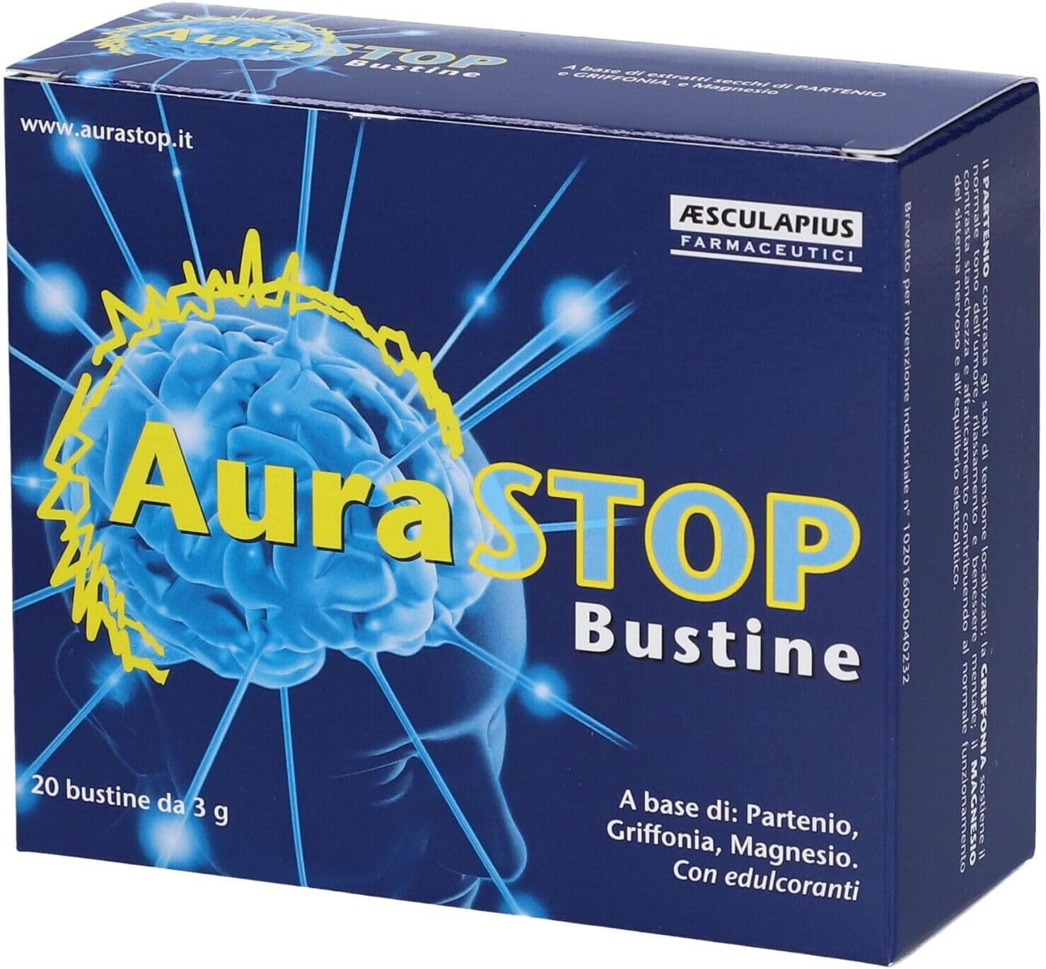 AuraStop 20 Bustine - Integratore naturale contro EMICRANIA - MAL di TESTA - CEFALEA