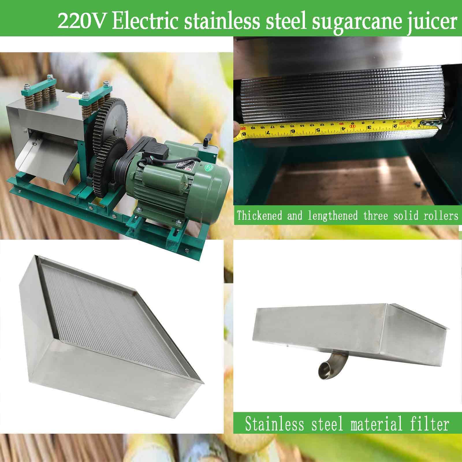 Exprimidor eléctrico de escritorio de 220 V con 3 rodillos, capacidad de trituración de caña de azúcar de 1,763.7 lbs/h, alto rendimiento de jugo, exprimidor de caña de azúcar de 3500 W 6