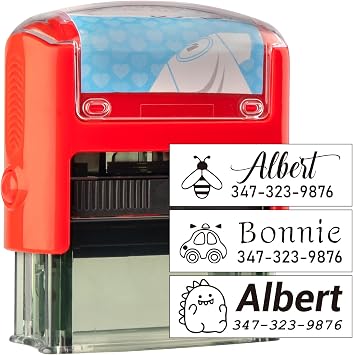 Name Stamp for Clothing Kids Waterproof - Personalized Self-Inking Stamp for Daycare, Camp Labels & Baby Clothes Red