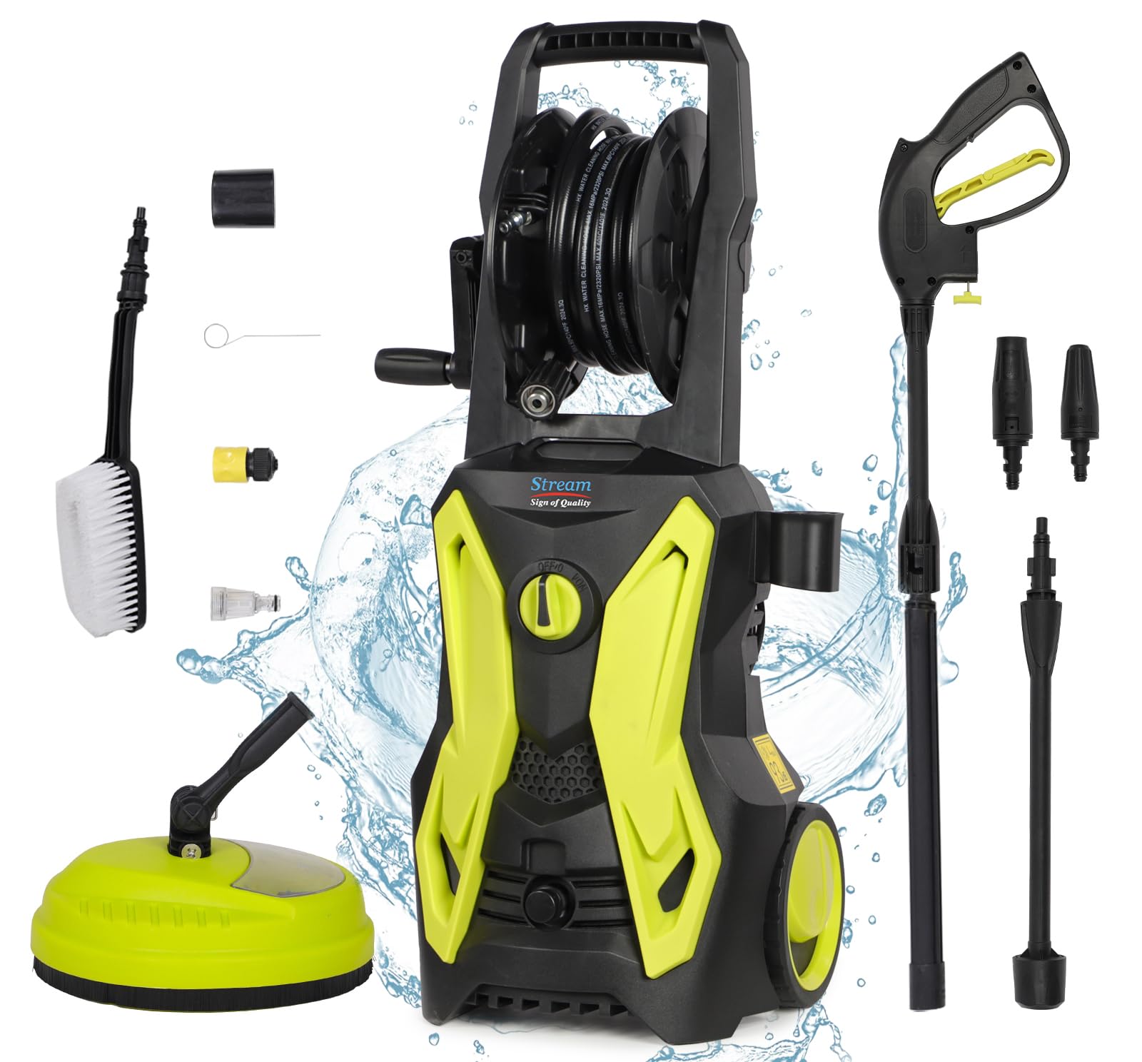 2000W Pressure Washer, 150Bar 450H/L Portable Car Power Washer Jet Washer Patio Cleaner with Accessories for Cleaning Patio and Car