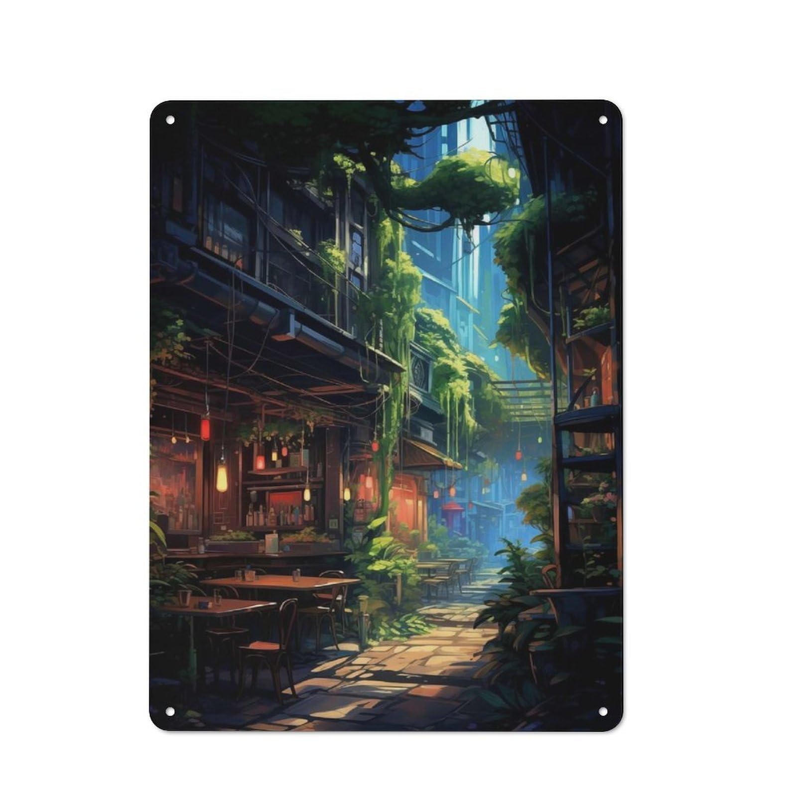 Green Street Printed Metal Sign 40x30cm for Hobby Room Or Studio, Gift Idea at Christmas for Creative Interior Collectors