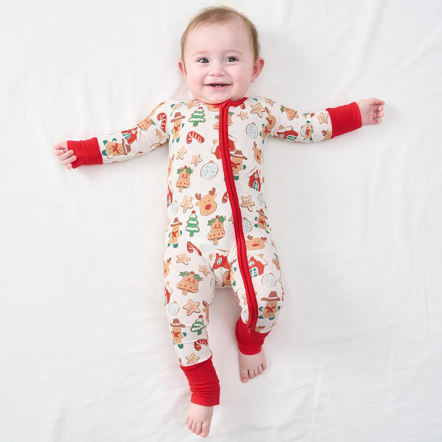 pureborn Baby Boys Girls Sleeper Viscose from Bamboo Pajamas 2-Way Zipper Snug Fit Sleepwear Merry Christmas 18-24 Months - Image 2