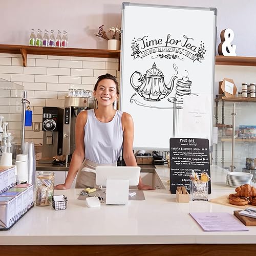Miniatura 6 de Tinlade Paquete de 6 pizarras blancas magnéticas de borrado en seco, presentación de mensajes, pizarra blanca, marco de aluminio de borrado en seco,