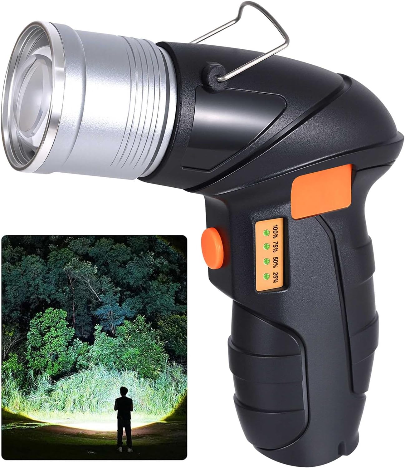 CSNDICE Torches LED Super Bright, 180,000LM Powerful Torch with Side Light, IP65 Waterproof Torch, 10000mAh Long Lasting Rechargeable Torches LED Super Bright for Outdoor Emergency, Power Cut (Black)