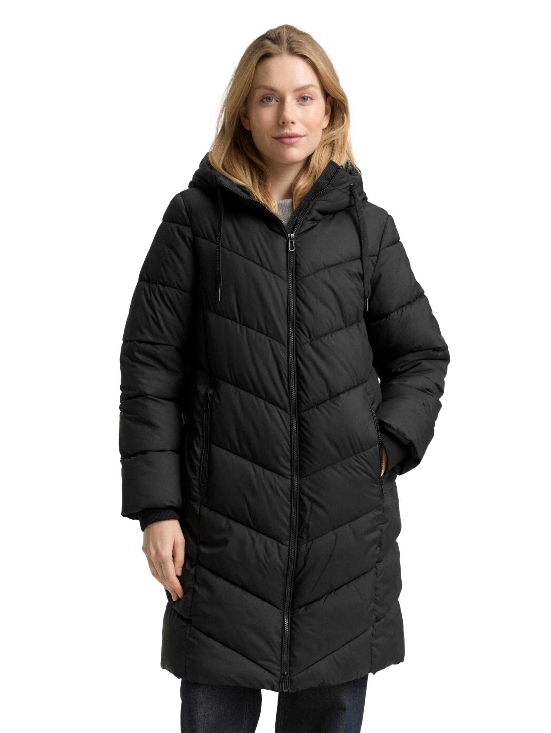 TOM TAILOR Damen 1047529 Puffer-Mantel mit Kapuze