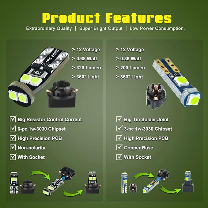 12V Luz LED Azul Hielo T5 PC74 PC37 PC118 T10 Instrumento Tablero miniatura 5
