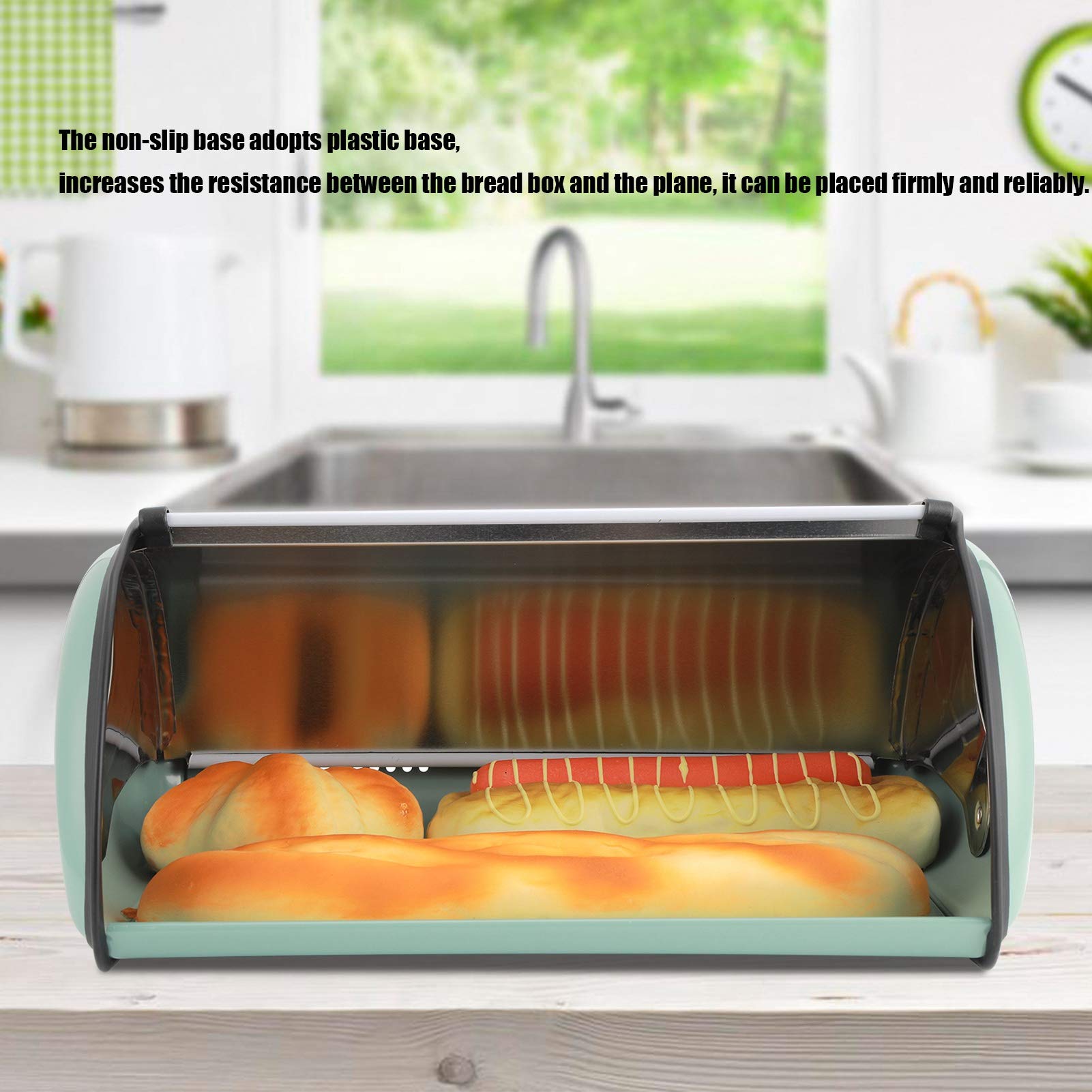 YYQTGG Bread Box for Kitchen Countertop Bread Container, 5.9x9.4x13in Large Bread Box Bread Keeper Breadbox Bread Holder, Stainless Steel Bread Box Bread Storage Container