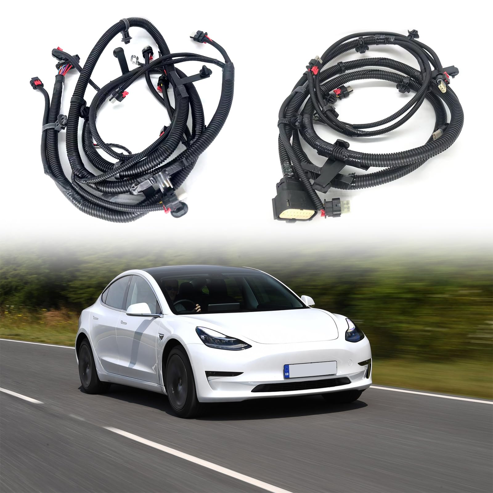 Sensor de asistencia de estacionamiento de velocidad de parachoques delantero, arnés de cableado oculto, cable PDC adecuado para modelo 3 2021-2023 206795801B, sensores de estacionamiento de garaje