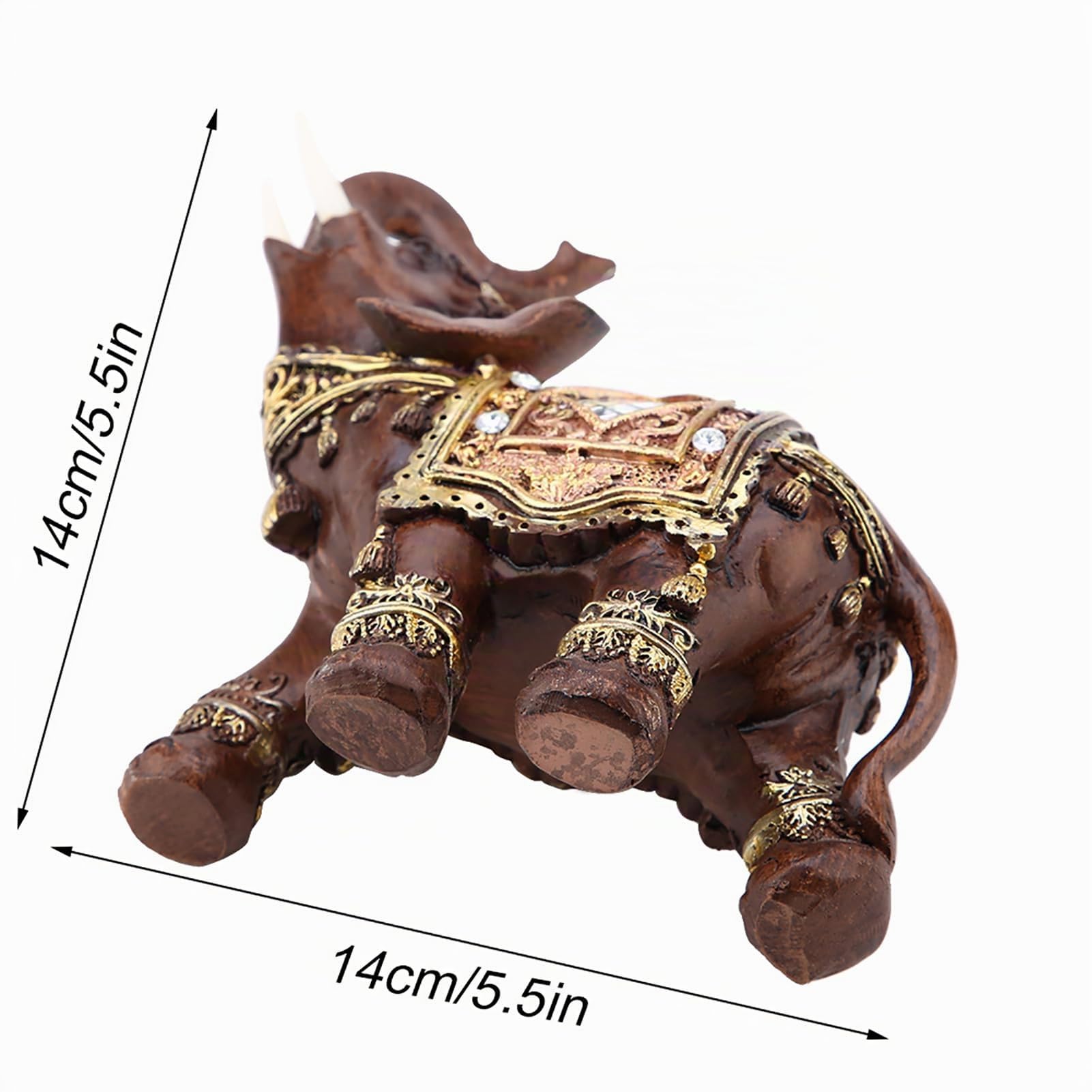 1Pc Di Fortuna Fortunata Statua Di Elefante Scultura Feng Shui Venatura Del Legno Decorazione Desktop Per La Casa (Grande)