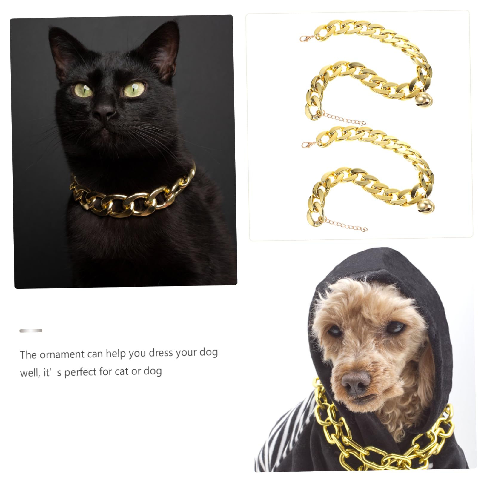 POPETPOP 2Pcs Chain Dog Necklace Stylish Pet Neck Ornament Lightweight and Durable Dog Neck Decor for Festivals and Special Occasions