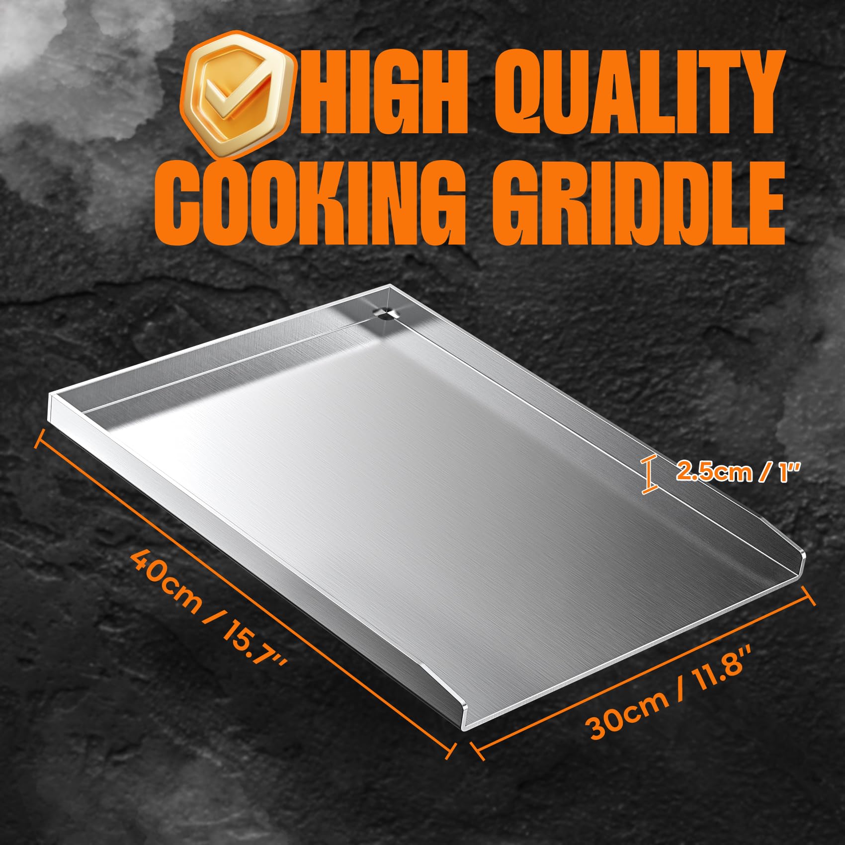 Onlyfire Plancha para parrilla de SUS304 acero inoxidable, para cocinar carne, pescado o cualquier otro alimento a la parrilla,para barbacoa de carbón, plancha, parrilla de gas y más,40x 30cm