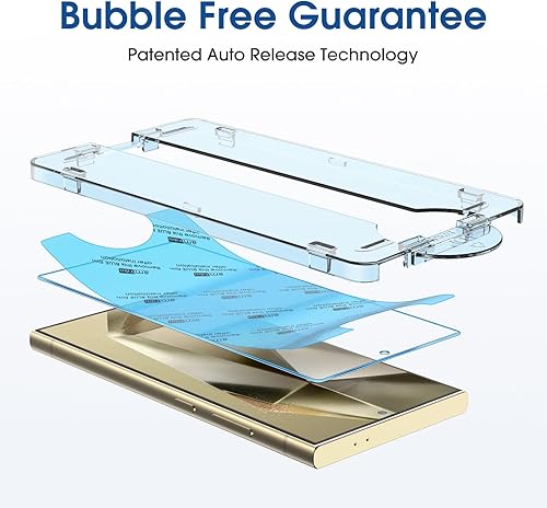 Miniatura 7 de amFilm OneTouch - Protector de pantalla para Samsung Galaxy S24 Ultra de 6.8 pulgadas + protector de lente de cámara, vidrio templado, instalación