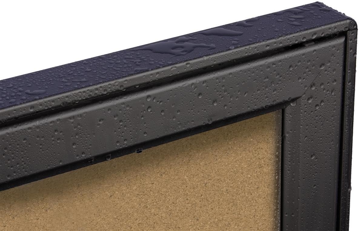 Black Aluminum Enclosed Corkboard Displays (18) 8-1/2 x 11-Inch Pages, Locking Swing-Open Style Door, with Rubber Gasket for Indoor Or Outdoor Use