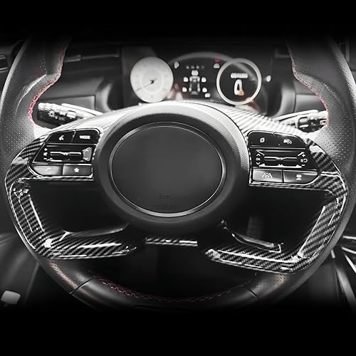 Miniatura 3 de Cubierta del marco de la manija del volante del coche estilo fibra de carbono, cubierta interior del panel del botón de dirección, adhesivo