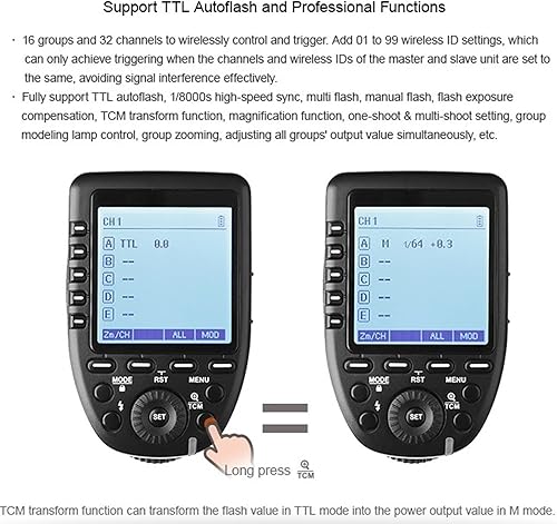 Miniatura 3 de Godox Xpro-F - Transmisor de disparador de flash inalámbrico para Fuji Fujifilm 18000s HSS TTL-Convertir función manual Pantalla grande Diseño