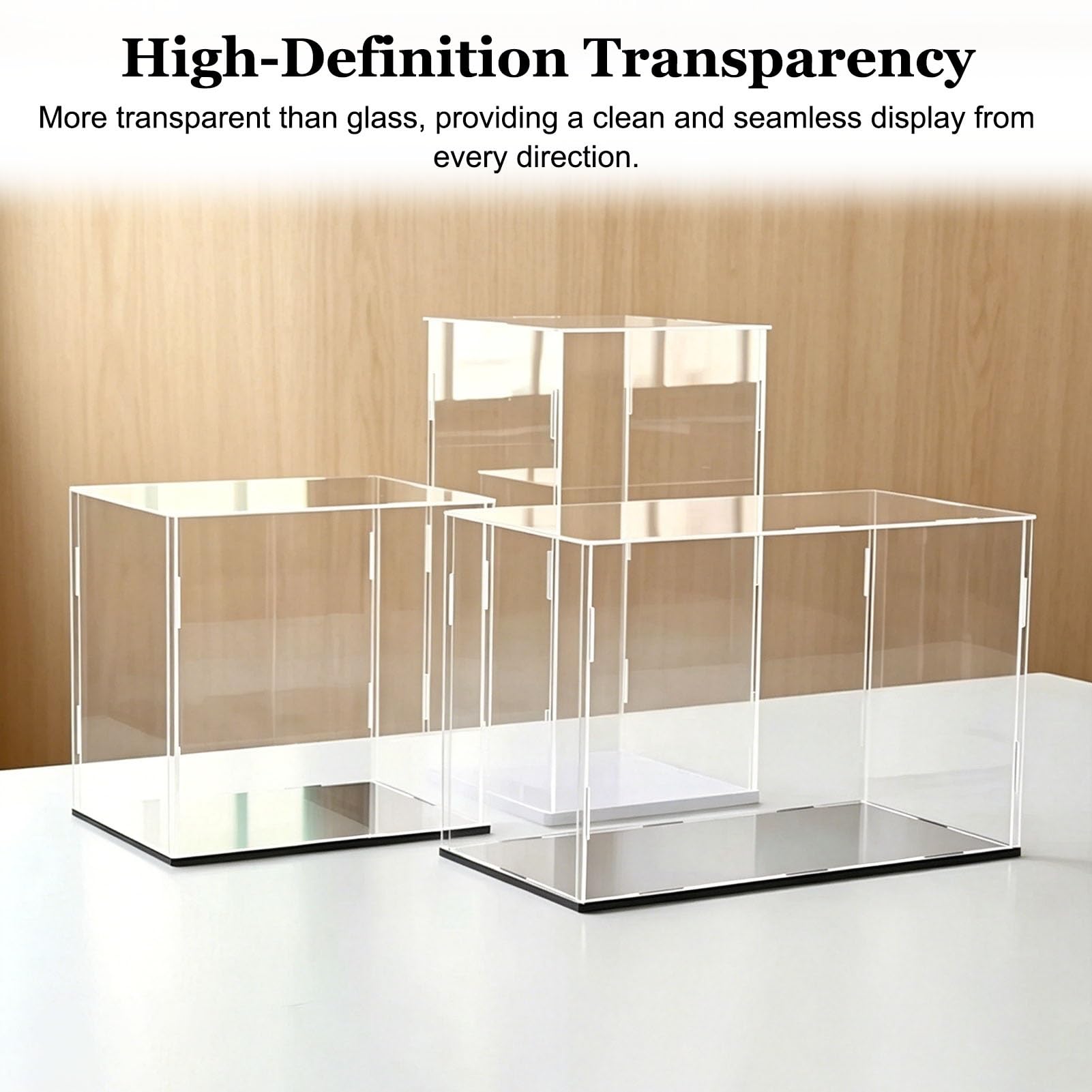 Vitrina Expositora Vitrina de Acrílico Transparente Extra Alta 80 70 60 50 cm, Cubierta Antipolvo de Acrílico Estrecha para Recuerdos, Cubo de Plástico Transparente(40x40x60cm(16x16x24in))
