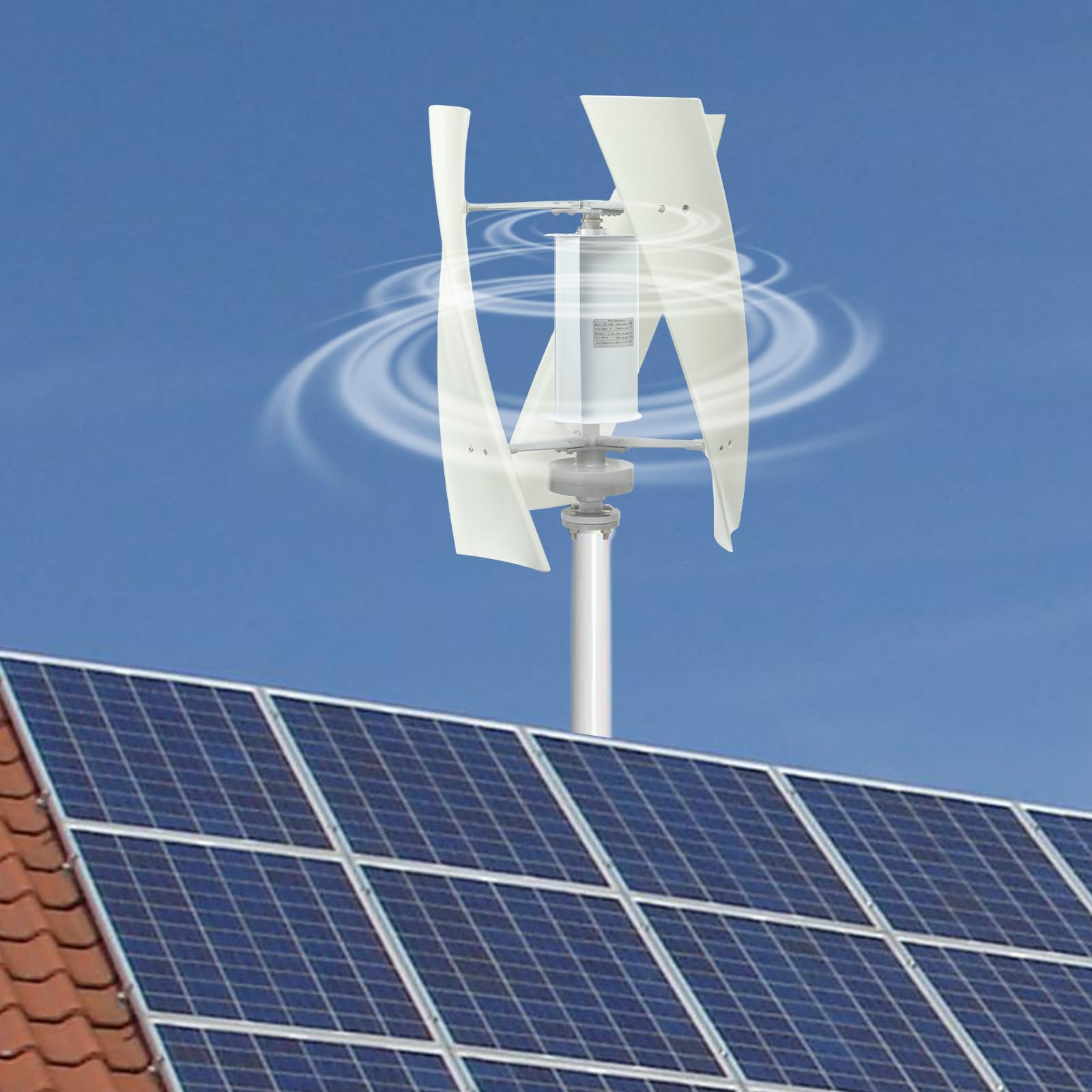 Kit de generador de turbina eólica Horizontal de CA con Controlador de Carga, generador de turbina eólica de Eje Vertical de 100 W y 12 V: imán Permanente, Rueda de Viento Auxiliar, Sistema