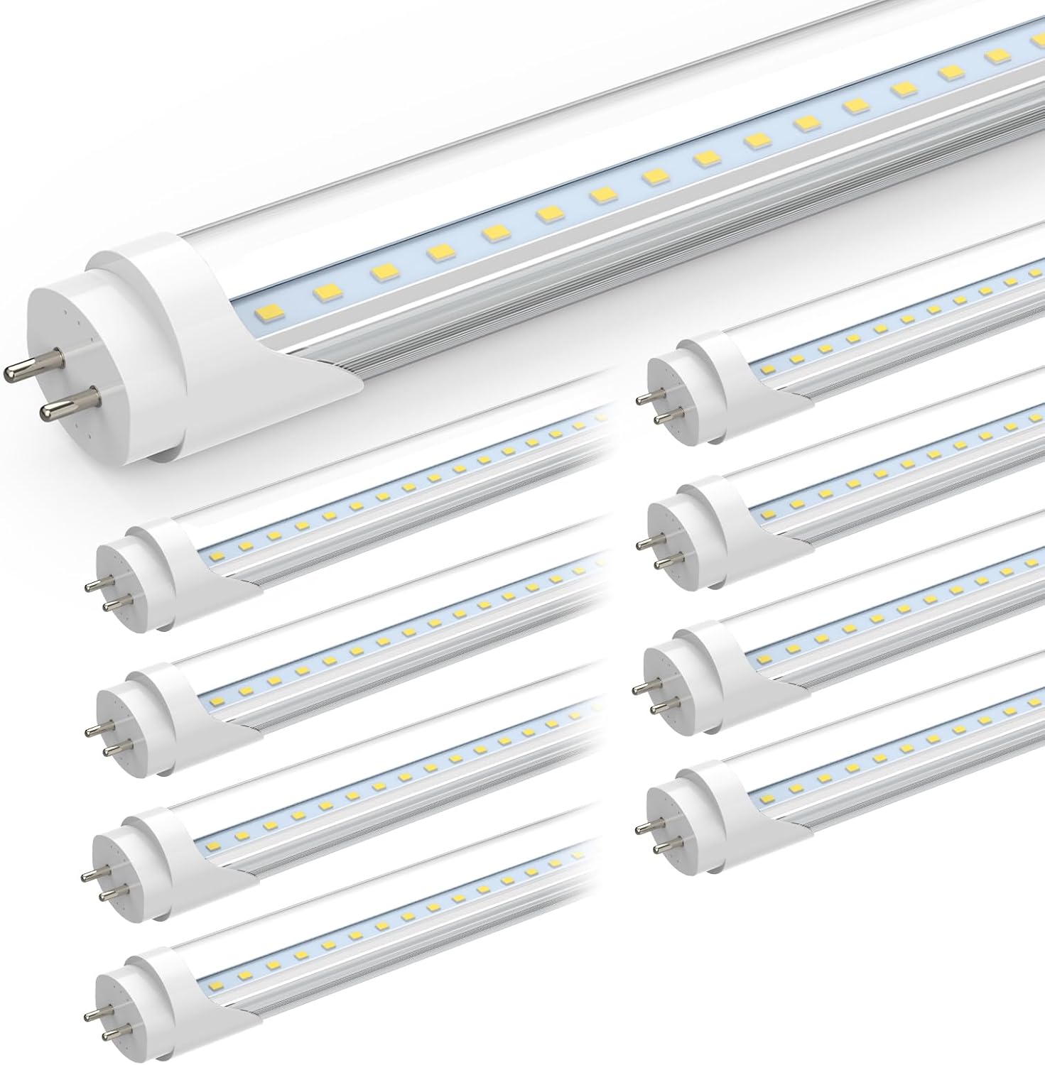 Romwish 24 Inch T8 LED Tube Light, 10W(24W Equiv.), 1120LM, 5000K Daylight, Type A+B Plug & Play or Ballast Bypass, F17T8 Fluorescent Replacement, Double-Ended Power, Under Cabinet Light, 8 Pack