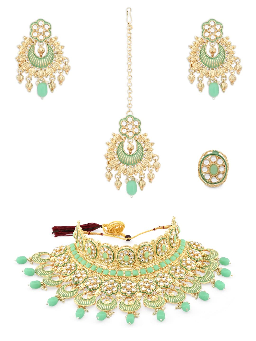 See full amazon price history chart for ZAVERI PEARLS Green Bridal Choker Necklace Earring Maangtikka & Ring Set For Women-ZPFK12482 ZAVERI PEARLS Green Bridal Choker Necklace Earring Maangtikka & Ring Set For Women-ZPFK12482 (B09RSV5F2C) Amazon Price History, Amazon Price Tracker